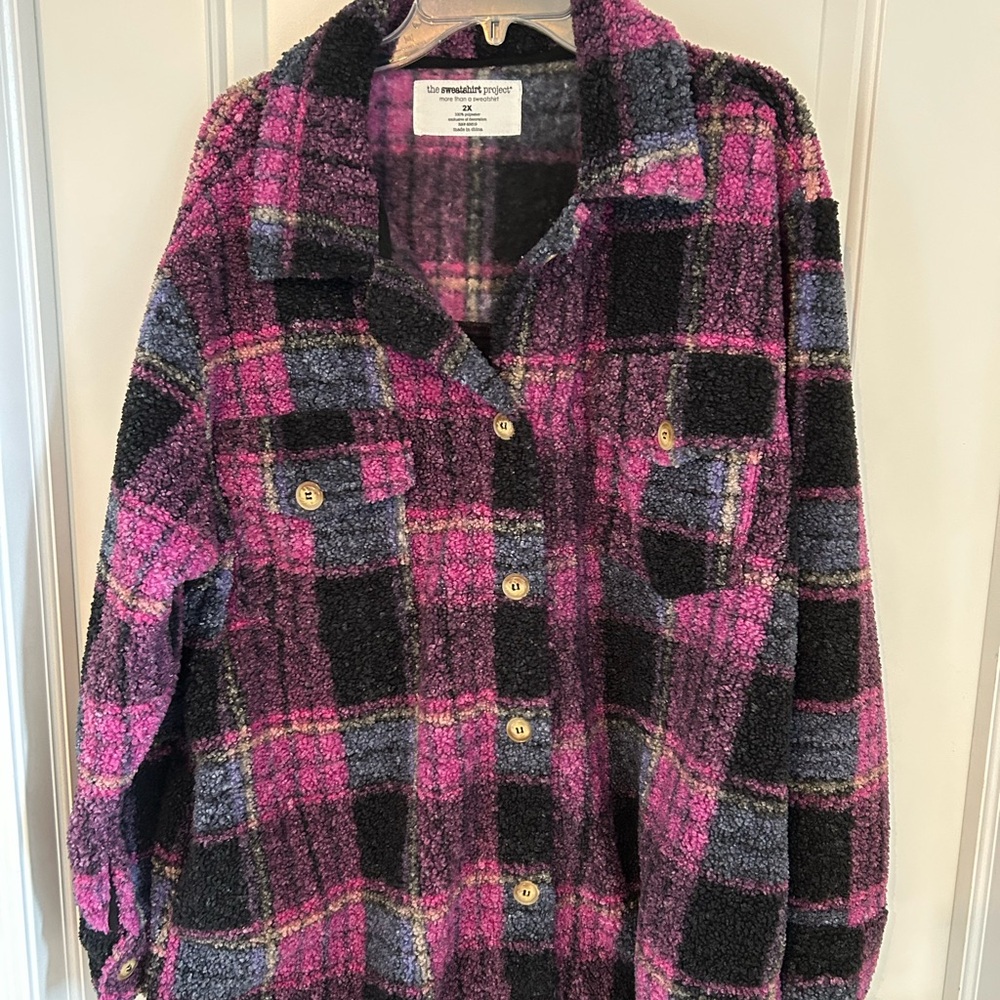The Sleep Shirt Co. Women's Pink & Black Plaid Shacket